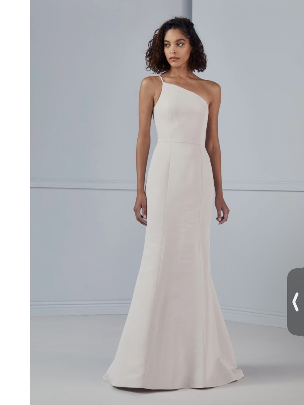 Asymmetrical One-Shoulder Cream Evening Gown